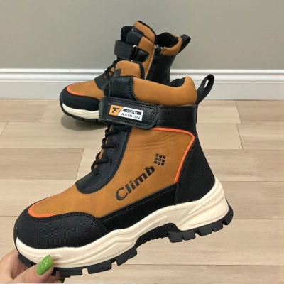 Ботинки детские на зиму искусственная кожа коричневые A6686-6 Ботинки детские на зиму искусственная кожа коричневые A6686-6