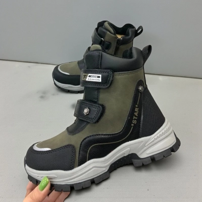 Ботинки детские на зиму искусственная кожа хаки A6685-9 Ботинки детские на зиму искусственная кожа хаки A6685-9