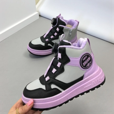 Кроссовки детские на зиму искусственная кожа серые A7187-39 Кроссовки детские на зиму искусственная кожа серые A7187-39