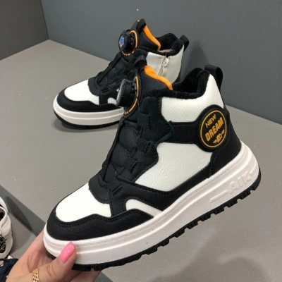 Кроссовки детские на зиму искусственная кожа белые с черным A7187-6 Кроссовки детские на зиму искусственная кожа белые с черным A7187-6