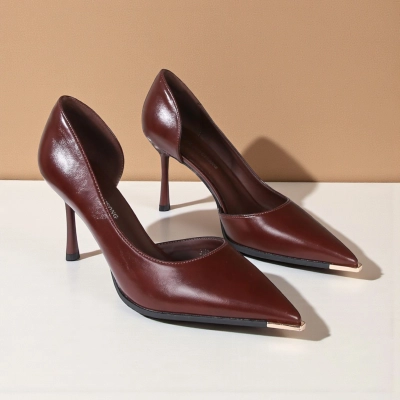 Туфли женские на каблуке GUOQISONG G&S искусственная кожа шоколадные JH8-7 Туфли женские на каблуке GUOQISONG G&S искусственная кожа шоколадные JH8-7