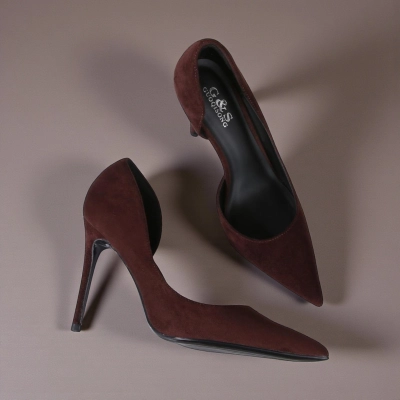 Туфли женские на каблуке GUOQISONG G&S искусственная замша шоколадные M1-2 Туфли женские на каблуке GUOQISONG G&S искусственная замша шоколадные M1-2
