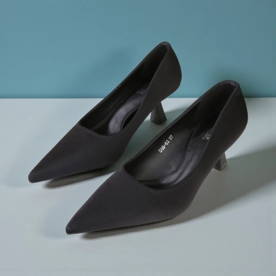 Туфли женские лодочки GUOQISONG G&S атлас черные 566-62