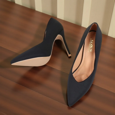 Туфли женские лодочки GUOQISONG G&S атлас черные QS23-6