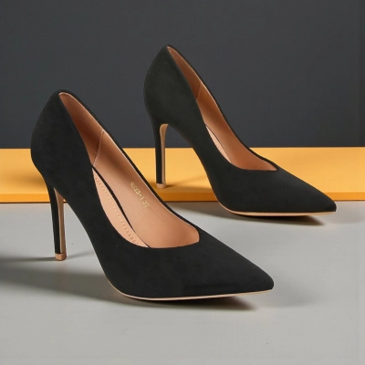 Туфли женские лодочки GUOQISONG G&S искусственная замша черные QS23-1