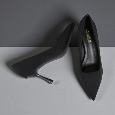 Туфли женские лодочки GUOQISONG G&S атлас черные QS7-9