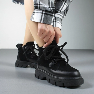 Ботинки женские зимние SAIVVILA натуральная кожа и замша черные A1030-1 Ботинки женские зимние SAIVVILA натуральная кожа и замша черные A1030-1