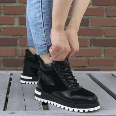 Ботинки женские зимние SAIVVILA натуральная кожа и замша черные A1033-1 Ботинки женские зимние SAIVVILA натуральная кожа и замша черные A1033-1