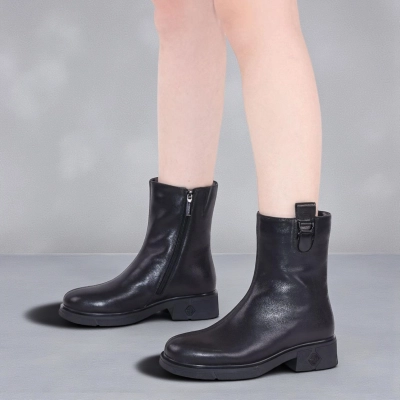 Полусапоги женски зимние натуральная кожа черные W287-1