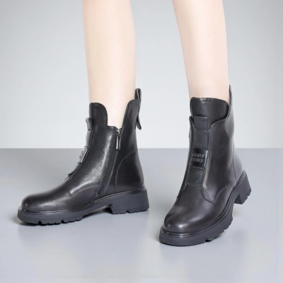 Полусапоги женски зимние натуральная кожа черные W243-1