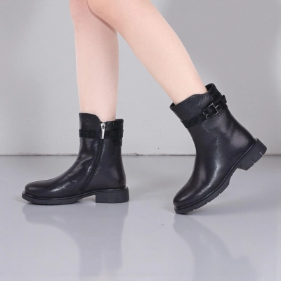 Полусапоги женски зимние натуральная кожа черные W301-2