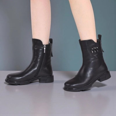 Полусапоги женски зимние натуральная кожа черные W298-1