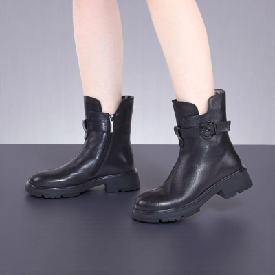 Полусапоги женски зимние натуральная кожа черные W280-2