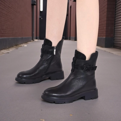 Полусапоги женски зимние натуральная кожа черные W280-1