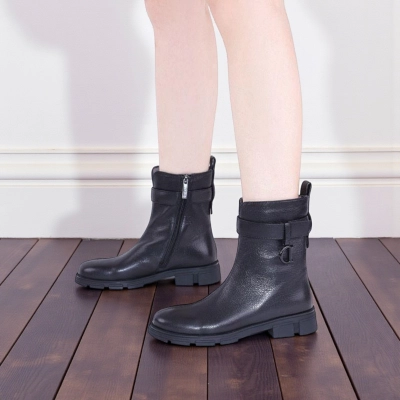 Полусапоги женски зимние натуральная кожа черные DW299-1