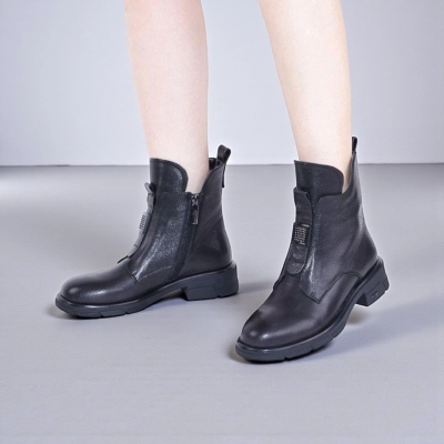 Полусапоги женски зимние натуральная кожа черные W293-1