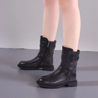 Полусапоги женски зимние натуральная кожа черные W268-1