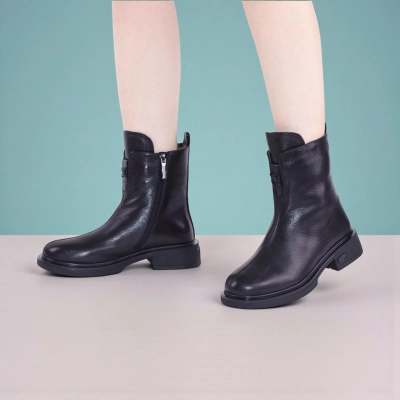 Полусапоги женски зимние натуральная кожа черные W270-1