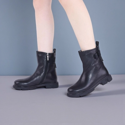 Полусапоги женски зимние натуральная кожа черные W271-1