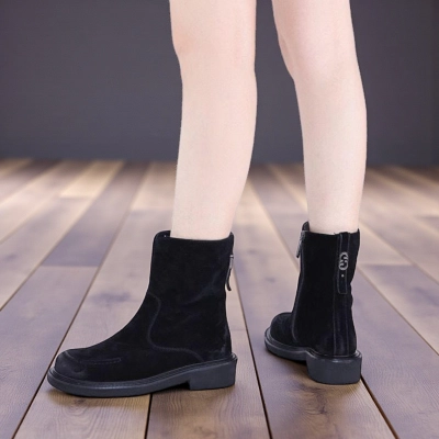 Полусапоги женски зимние натуральная замша черные W274-1