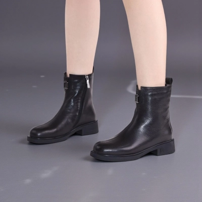 Полусапоги женски зимние натуральная кожа черные W296-1