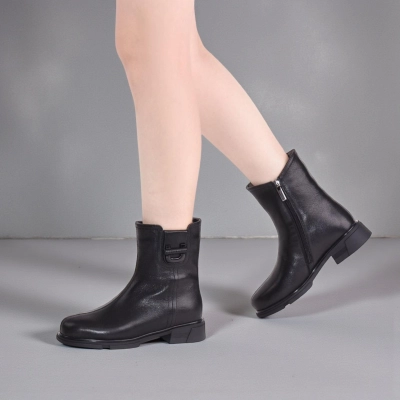 Полусапоги женски зимние натуральная кожа черные W297-1