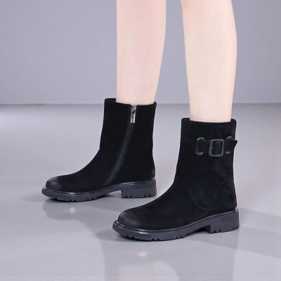 Полусапоги женски зимние натуральная замша черные W307-2