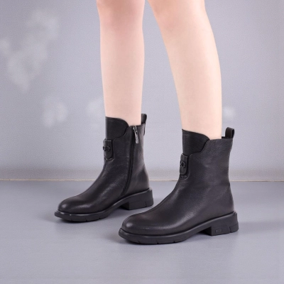 Полусапоги женски зимние натуральная кожа черные W317-1