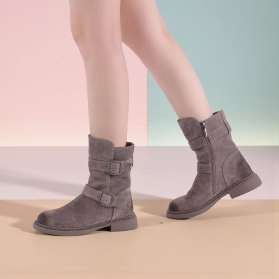 Полусапоги женски зимние натуральная замша капучино W268-3