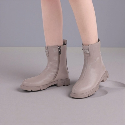 Полусапоги женски зимние натуральная кожа капучино W283-2