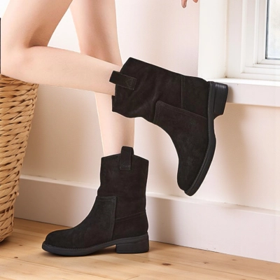 Полусапоги женски зимние натуральная замша черные YM038-1