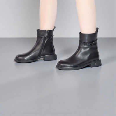 Полусапоги женски зимние натуральная кожа черные W328-1