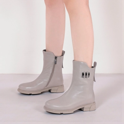 Полусапоги женски зимние натуральная кожа капучино W298-2