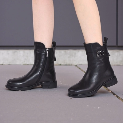 Полусапоги женски зимние натуральная кожа черные XW298-1