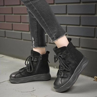 Ботинки женски зимние натуральная кожа черные YM199-1