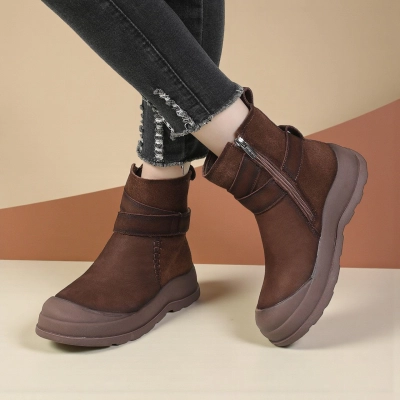 Коричневые женские зимние ботинки YM100-2 из натуральной кожи Коричневые женские зимние ботинки YM100-2 из натуральной кожи