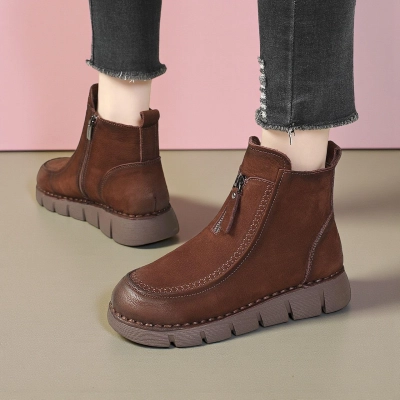 Женские зимние ботинки модели YM119-3 натуральная кожа коричневые Женские зимние ботинки модели YM119-3 натуральная кожа коричневые