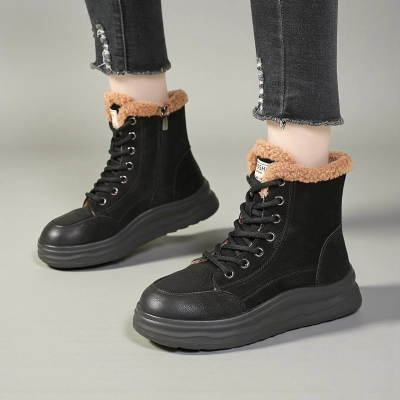 Женские зимние ботинки модели YM198-1 натуральная кожа черные