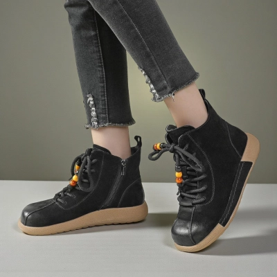 Женские зимние ботинки модели YM081-1 натуральная кожа черные