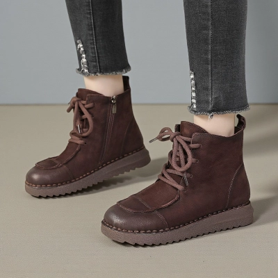 Женские зимние ботинки модели YM123-1 натуральная кожа шоколадные