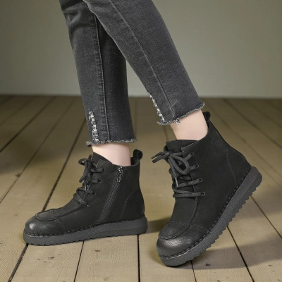 Женские зимние ботинки модели YM123-2 натуральная кожа черные