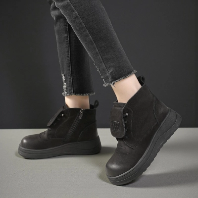 Женские зимние ботинки модели YM103-1 натуральная кожа черные