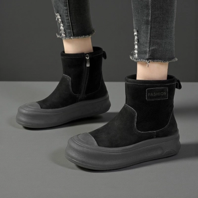 Женские зимние ботинки модели YM089-1 натуральная кожа черные