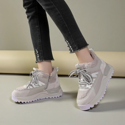 Зимние женские кроссовки YM061-2 цвета капучино из натуральной кожи