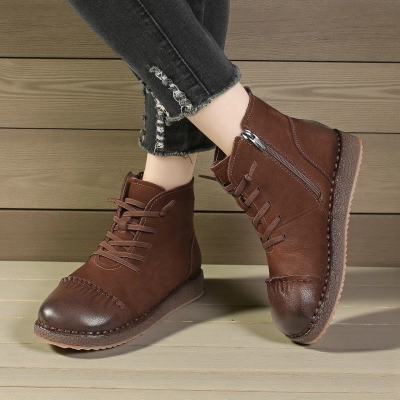 Женские зимние ботинки модели YM193-1 натуральная кожа шоколадные