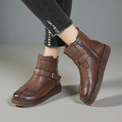 Женские зимние ботинки модели YM191-2 натуральная кожа шоколадные