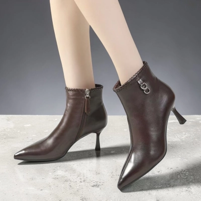 Полусапоги женские натуральная кожа шоколадные YR039-2