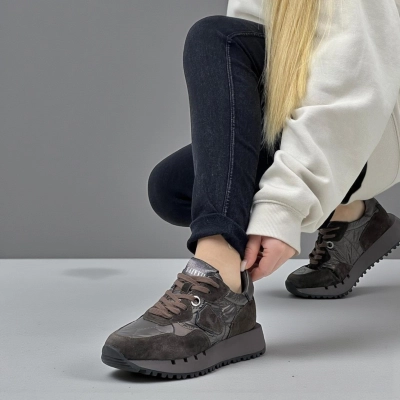 Кроссовки женские демисезонные натуральная замша шоколадные F1007-