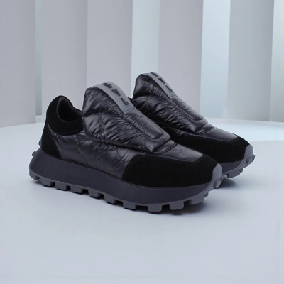 Кроссовки женские зимние натуральная замша с текстилем черные F1015-1