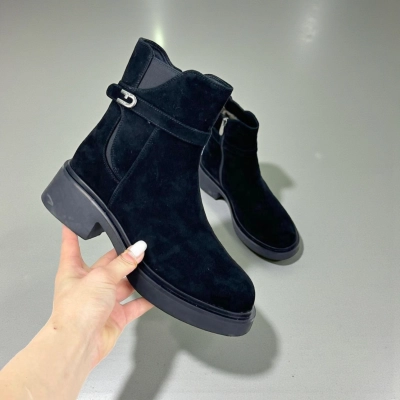 Ботинки женские зимние натуральная замша черные X1068-1